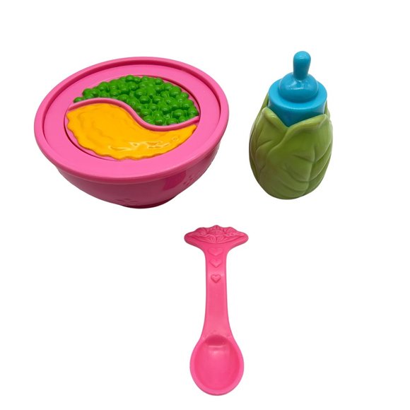 Cabbage Patch Kids Other - Cabbage Patch Kids Baby Bottle Pink Bowl of Food Peas Spoon Replacements